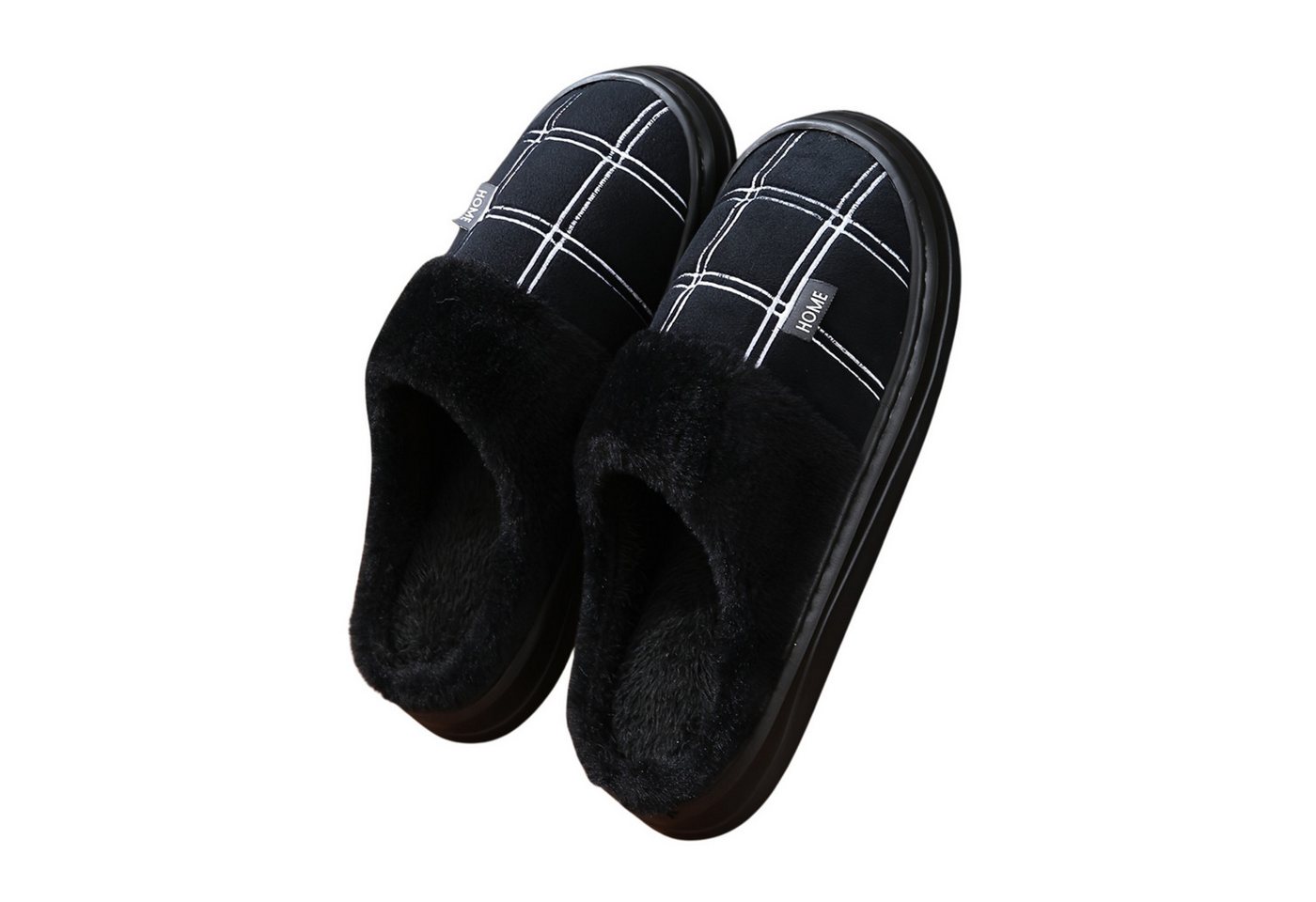 NEXORA Hausschuhe Damen Herren gefüttert rutschhemmend grau schwarz Hausschuh (Paar, Paar) Weich gefüttert, rutschhemmend, warm, bequem, kuschelig, Unisex