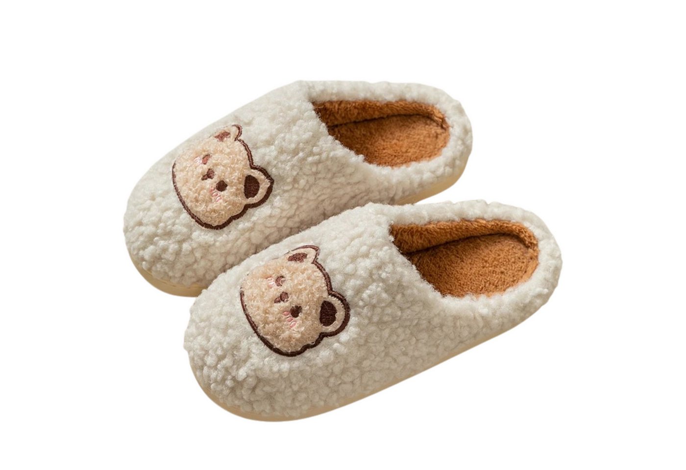 NEXORA Warme Damen Hausschuhe mit Bären-Motiv – weich, niedlich & gemütlich Plüsch Hausschuhe (Paar) niedliche Hausschuhe mit Teddy-Stick
