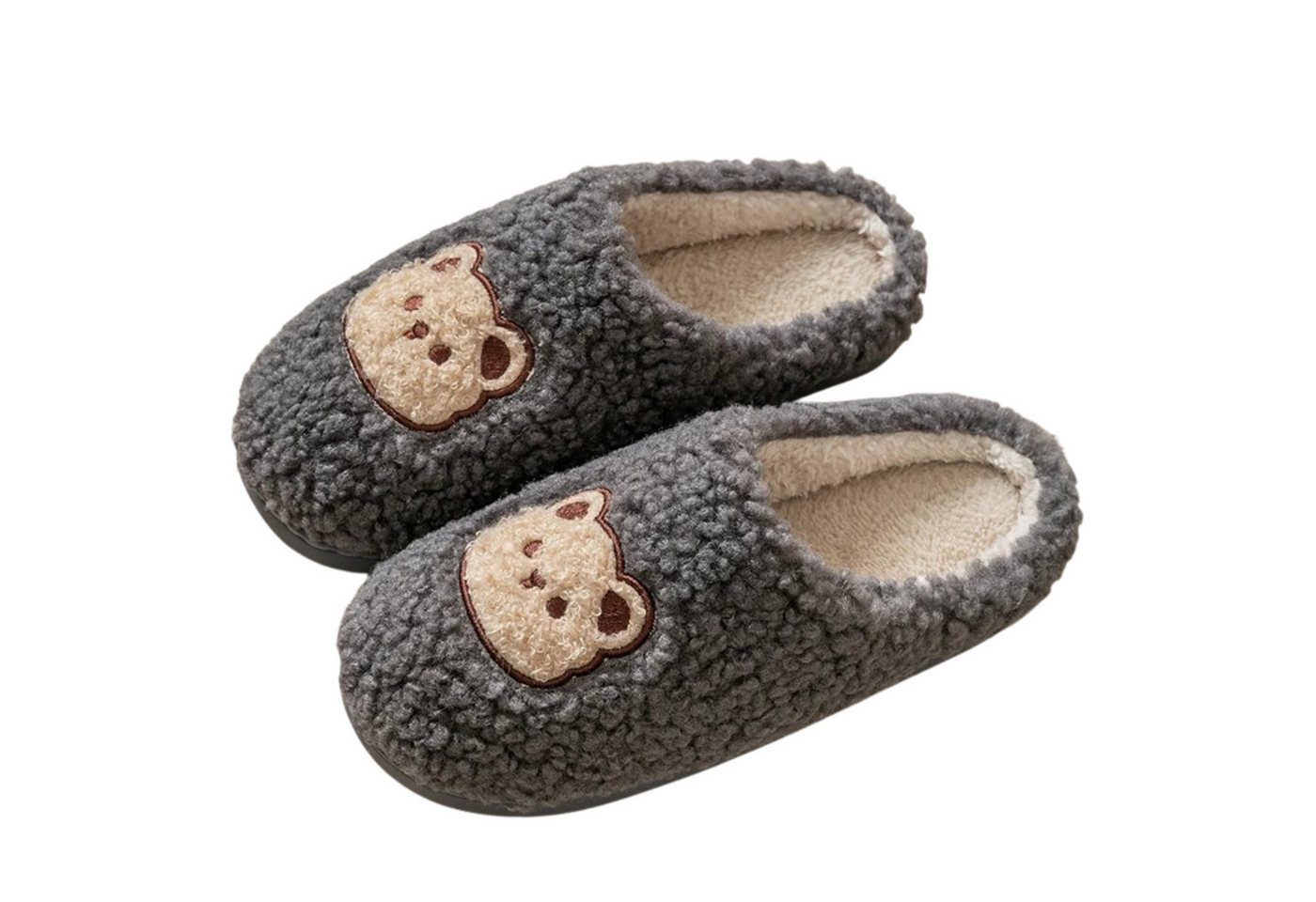 NEXORA Warme Damen Hausschuhe mit Bären-Motiv – weich, niedlich & gemütlich Plüsch Hausschuhe (Paar) niedliche Hausschuhe mit Teddy-Stick