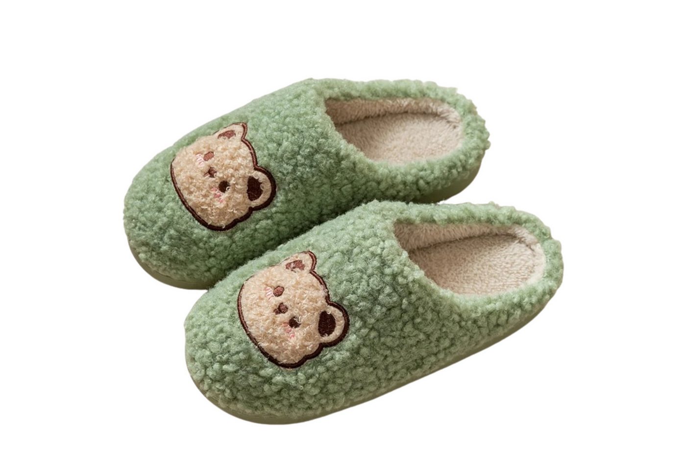 NEXORA Warme Damen Hausschuhe mit Bären-Motiv – weich, niedlich & gemütlich Plüsch Hausschuhe (Paar) niedliche Hausschuhe mit Teddy-Stick