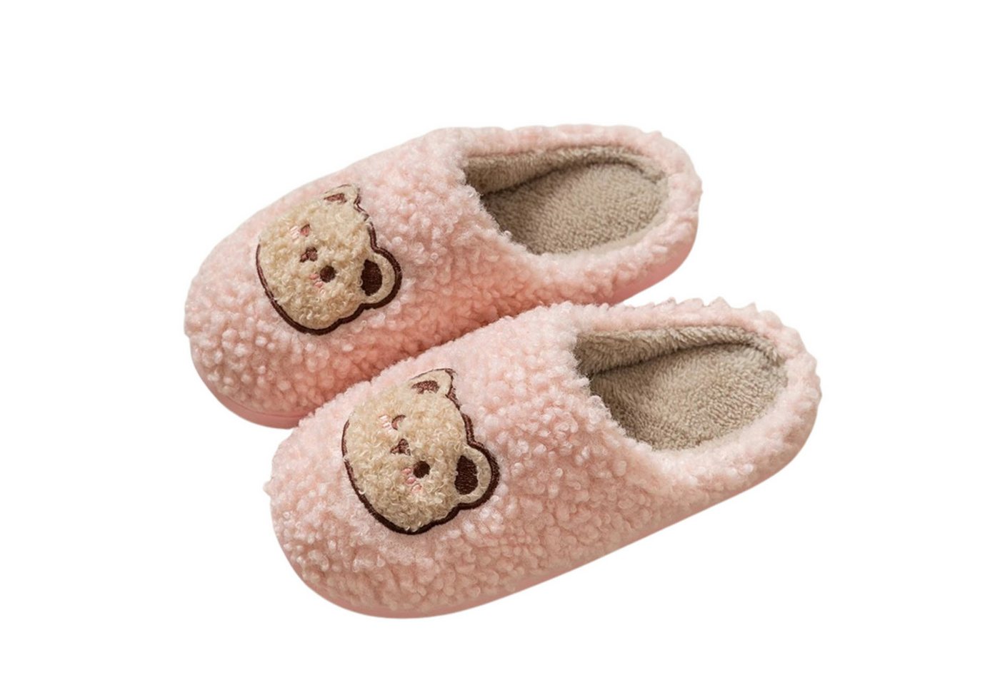 NEXORA Warme Damen Hausschuhe mit Bären-Motiv – weich, niedlich & gemütlich Plüsch Hausschuhe (Paar) niedliche Hausschuhe mit Teddy-Stick