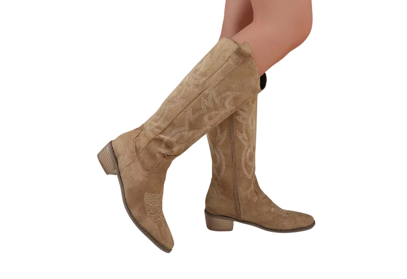 NEXORA Western Cowboystiefel Damen bestickt, Stiefel mit Absatz aus PU Leder Cowboystiefel Cowboystiefel mit Muster