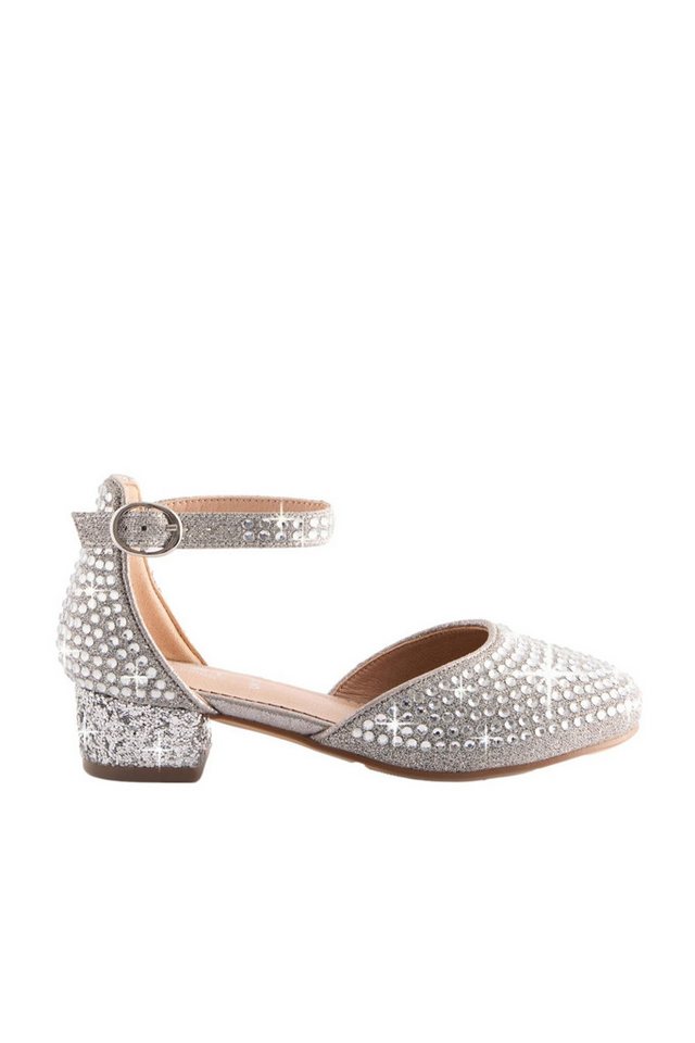 Next Festliche Schuhe, niedriger Absatz, Knöchelriemen Sandalette (1-tlg) (silber)