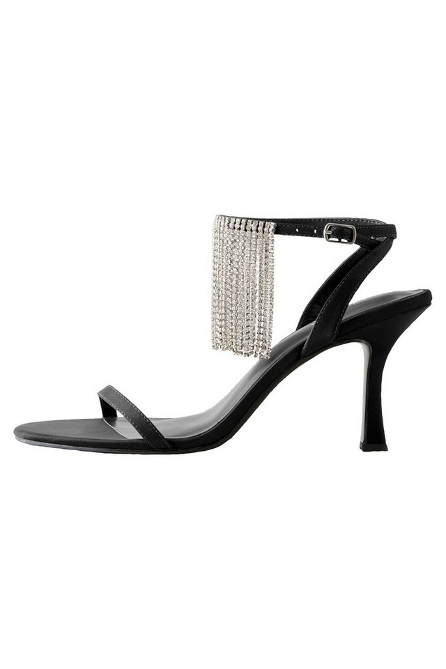 Next Forever Comfort® Satin-Sandaletten mit Fransen High-Heel-Sandalette (1-tlg) (schwarz)