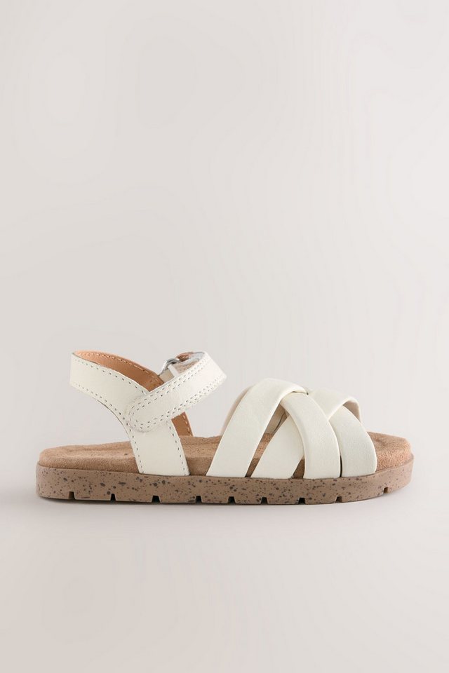 Next Ledersandalen in Flechtoptik mit Klettverschluss Sandale (1-tlg) (weiß)