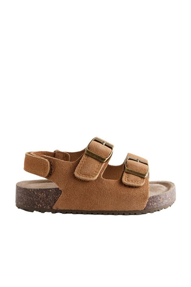 Next Ledersandalen mit zwei Schnallen, weite Passform Sandale (1-tlg) (Tan Leather)