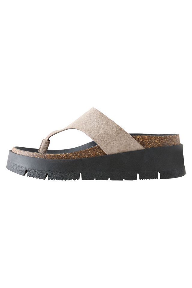 Next Markante Pantoletten aus Leder mit T-Zehensteg Pantolette (1-tlg) (beige)