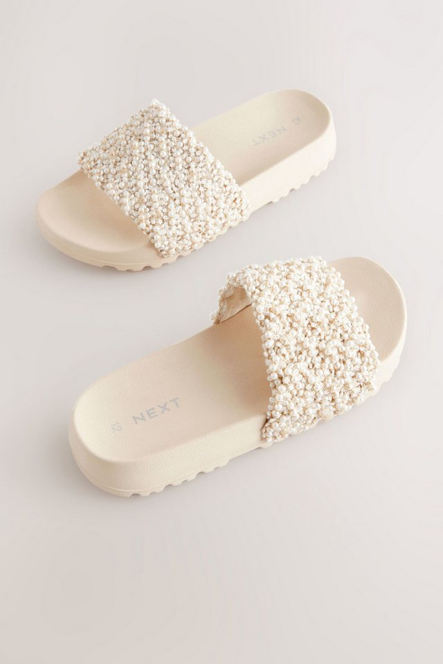 Next Slider-Sandale in Perlmuttoptik Badepantolette (1-tlg) (beige)