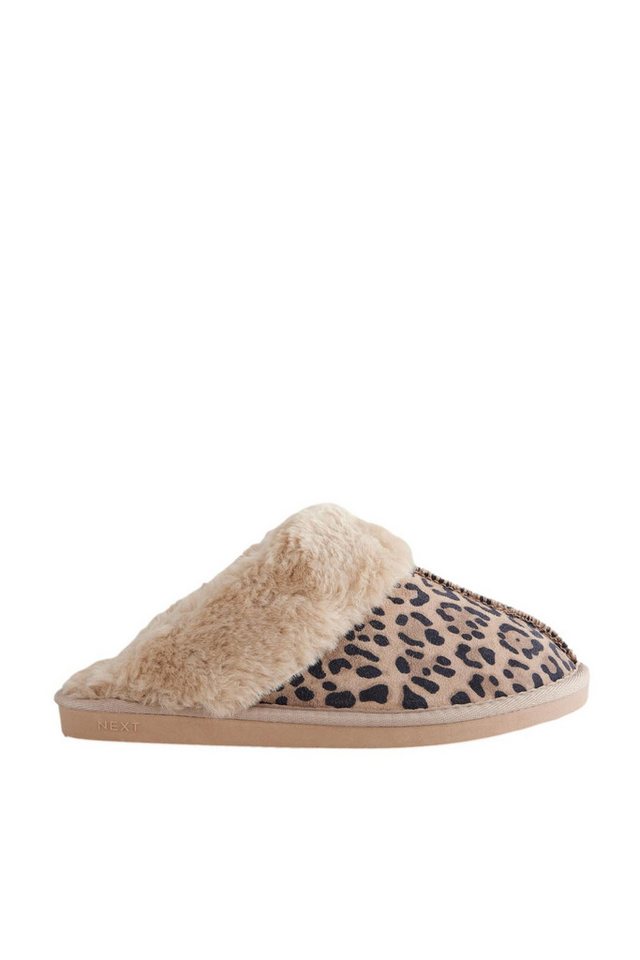 Next Velourslederpantolette mit Kunstfellfutter Hausschuh (1-tlg)