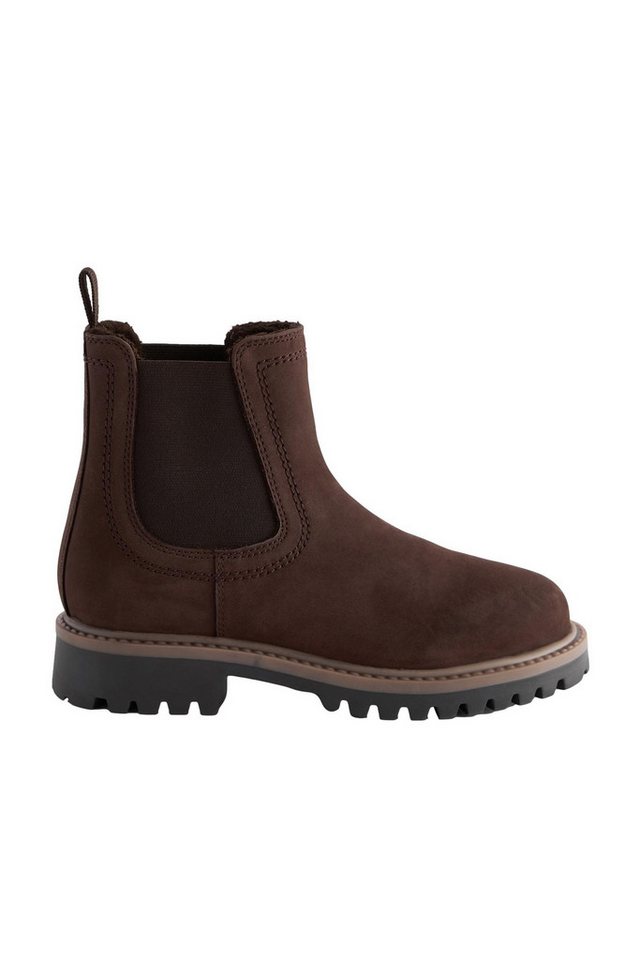 Next Warm gefütterte Chelsea-Stiefel aus Leder Chelseaboots (1-tlg) (braun)