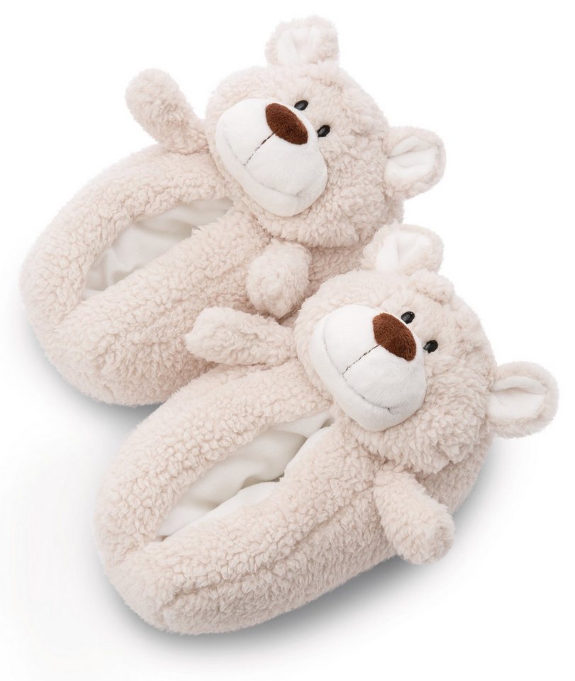 Nici Green BÄR BENDIX Plüsch Hausschuhe Pantoffel, Kuscheltier-Hausschuh mit Bären Motiv