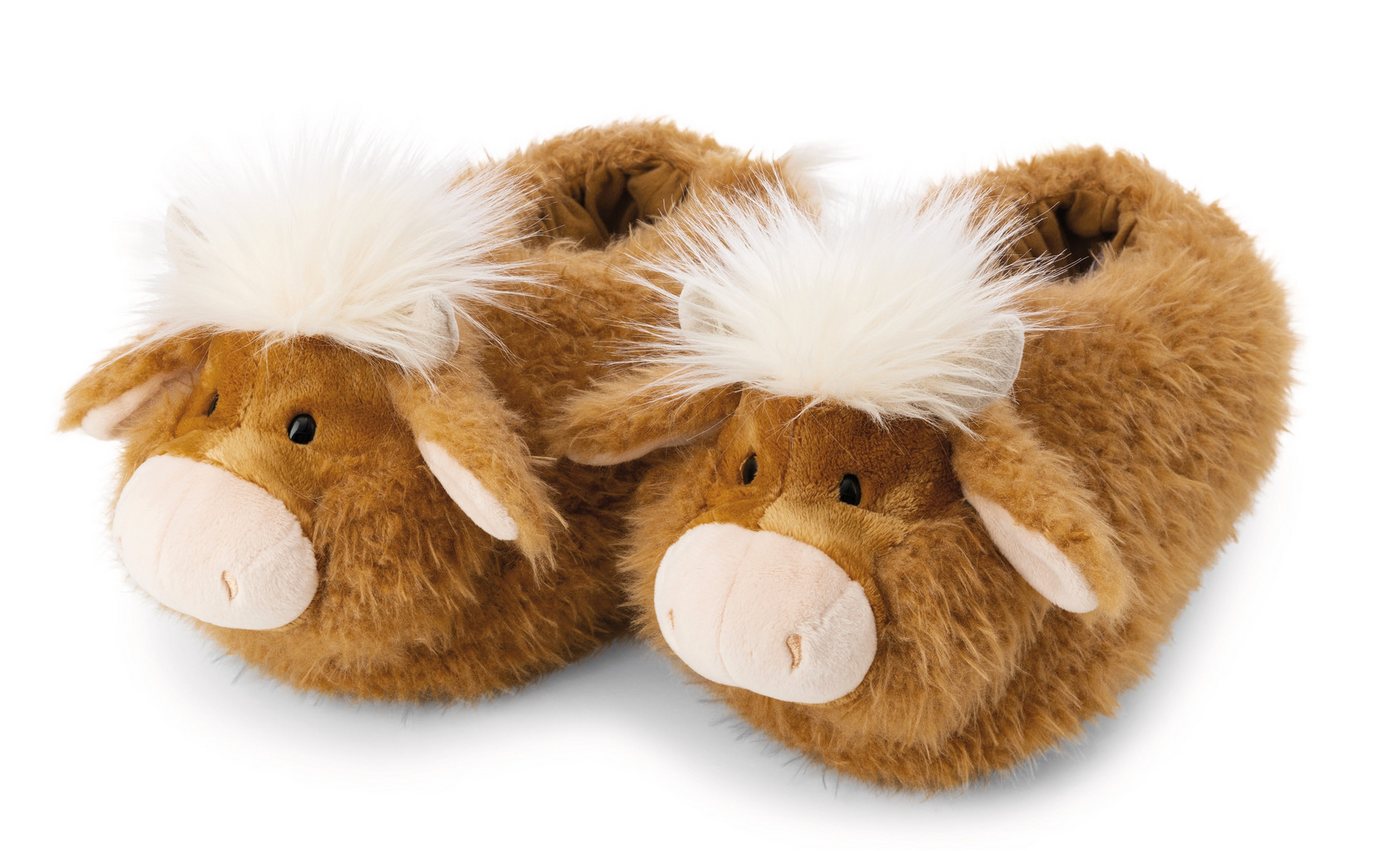 Nici Green Hochlandrind Mc Mooray Plüsch Hausschuhe Hausschuh mit Textilfutter