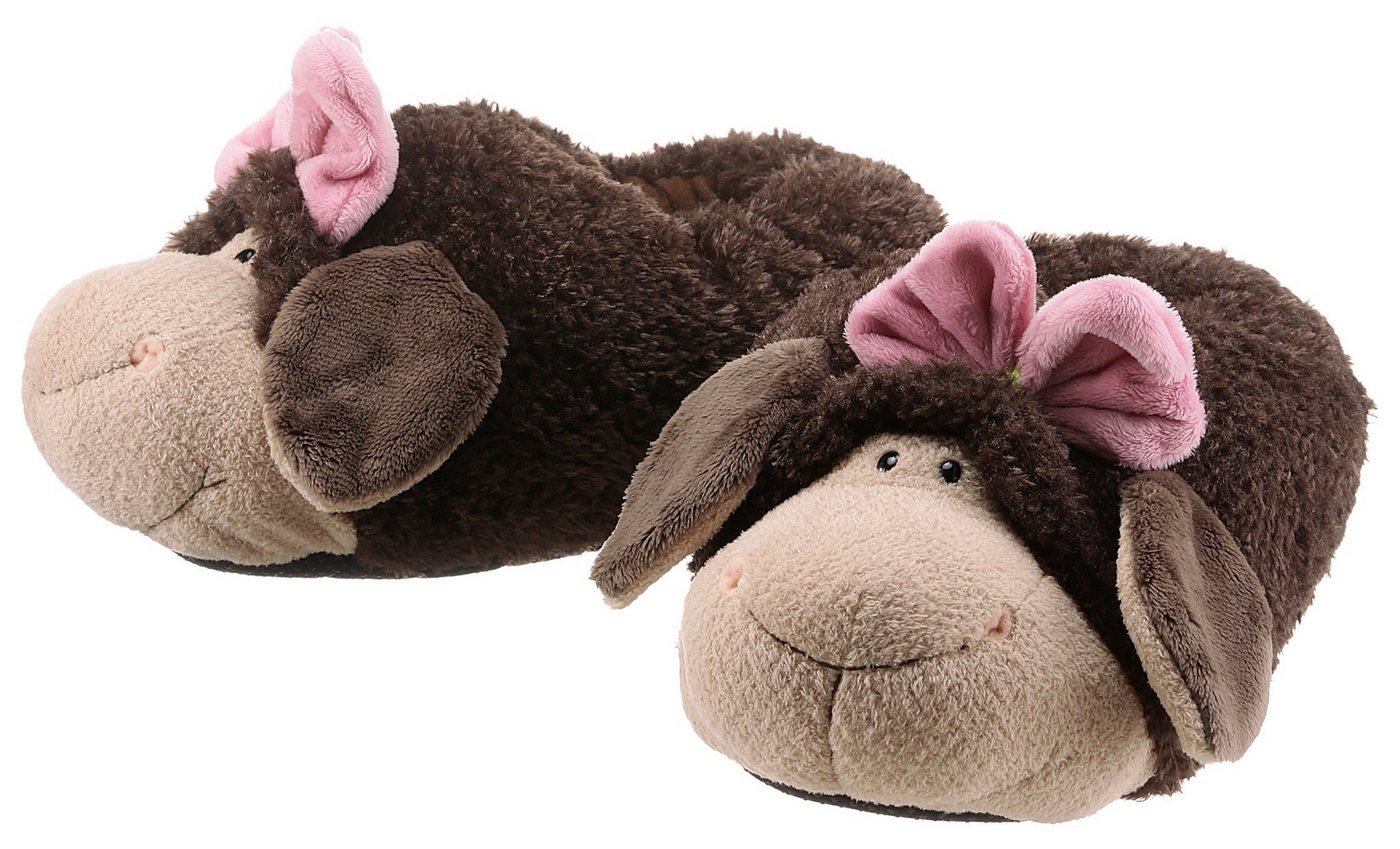 Nici JOLLY Coco Schaf Plüsch Hausschuhe Pantoffel mit Schaf Motiv und hübscher Schleife