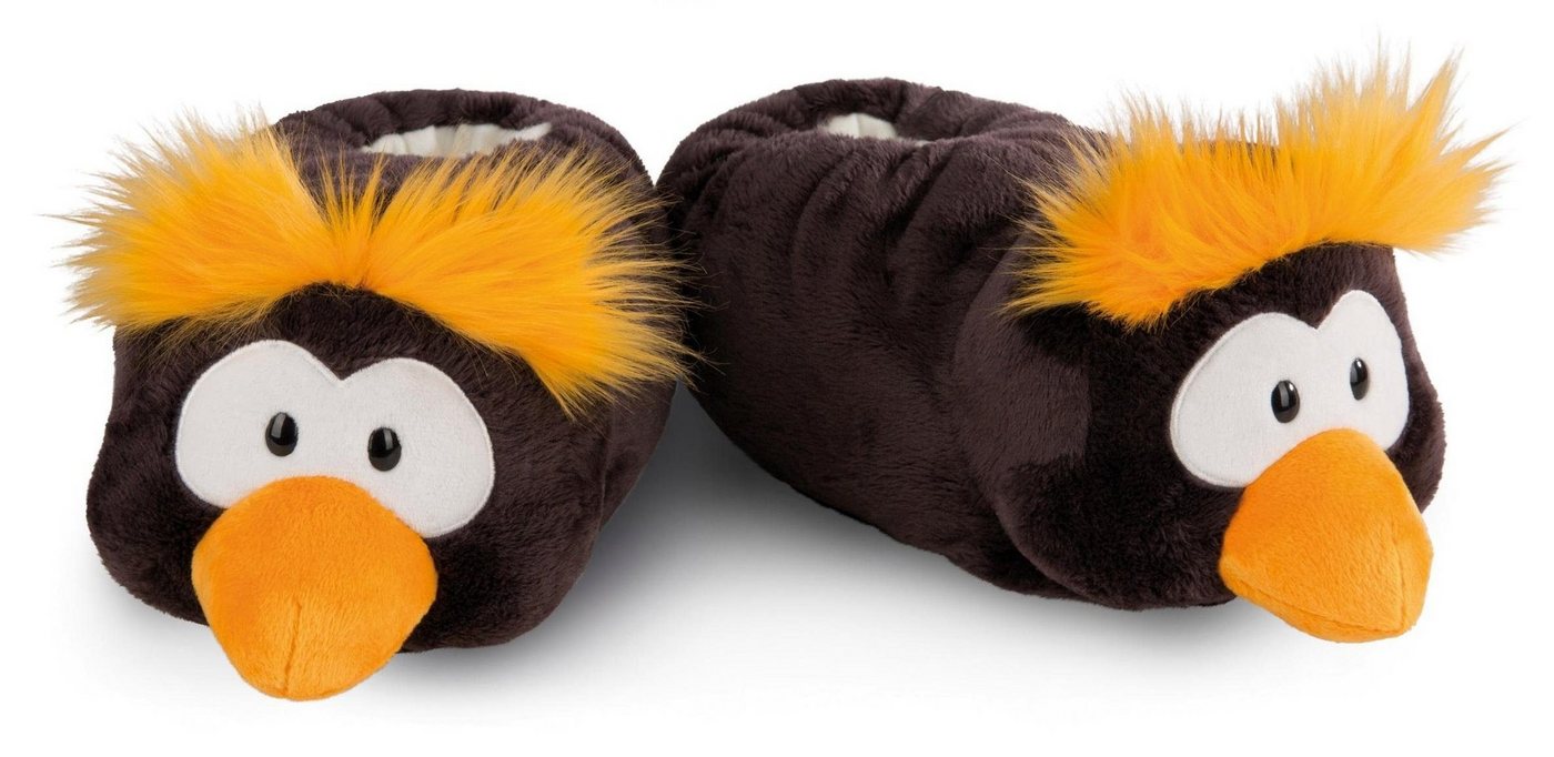Nici Pinguin Frizzy Plüsch Hausschuhe Pinguin Hausschuh mit witziger Frisur