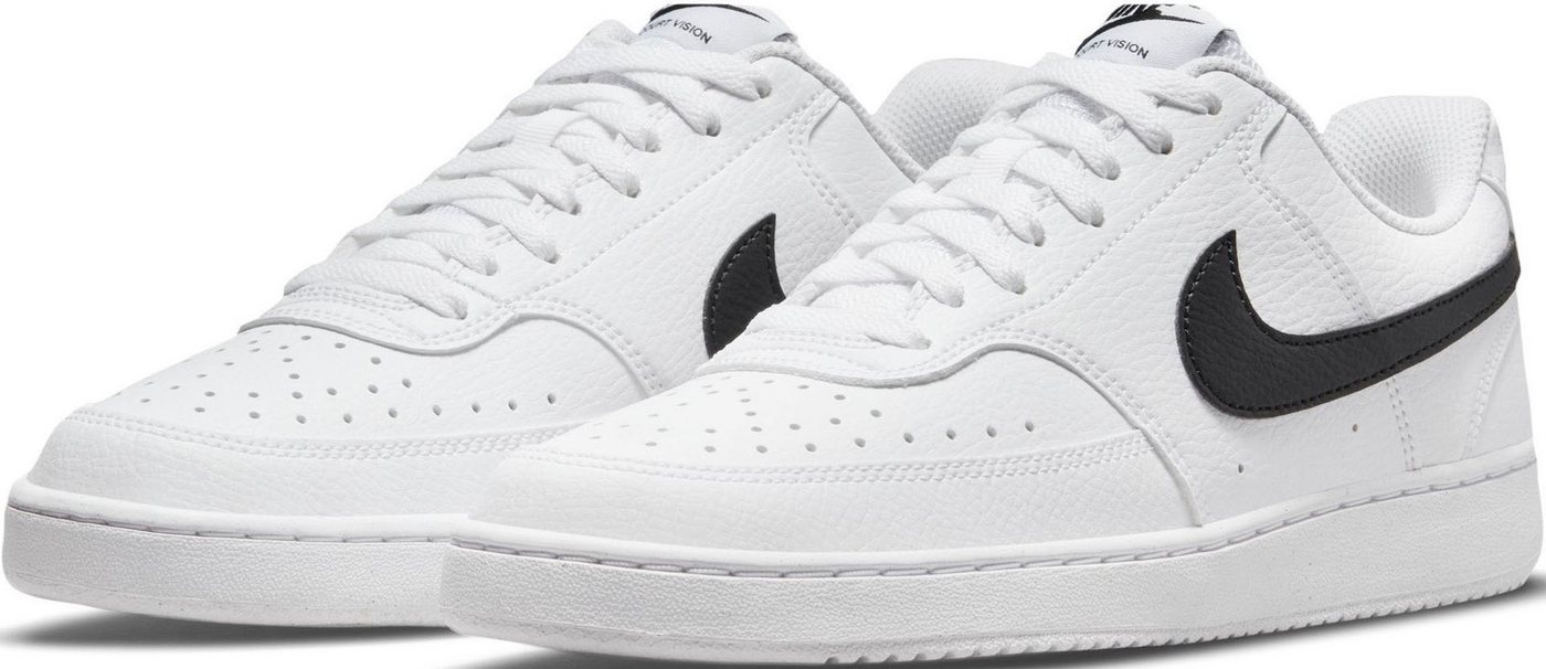 Nike Sportswear Court Vision Low Next Nature Sneaker inspiriert vom Design des Nike Air Force (weiß/schwarz)