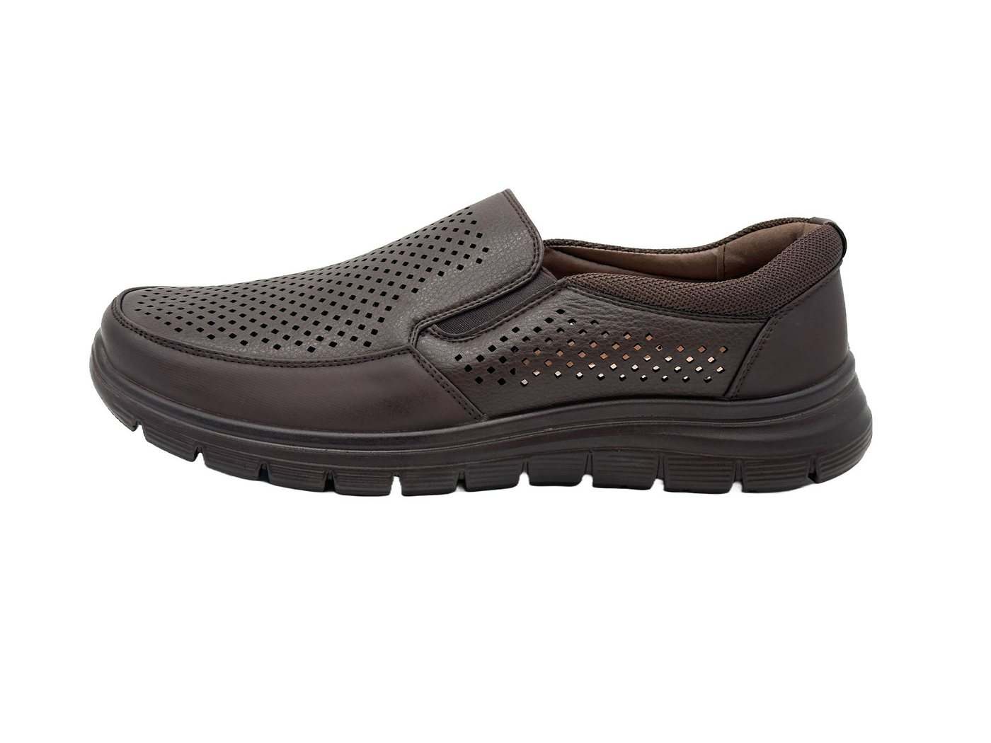 Nowaland Atmungsaktive Herren Slipper Halbschuhe Mokassin Bequeme und leichte Halbschuhe mit Belüftungslöchern (braun)