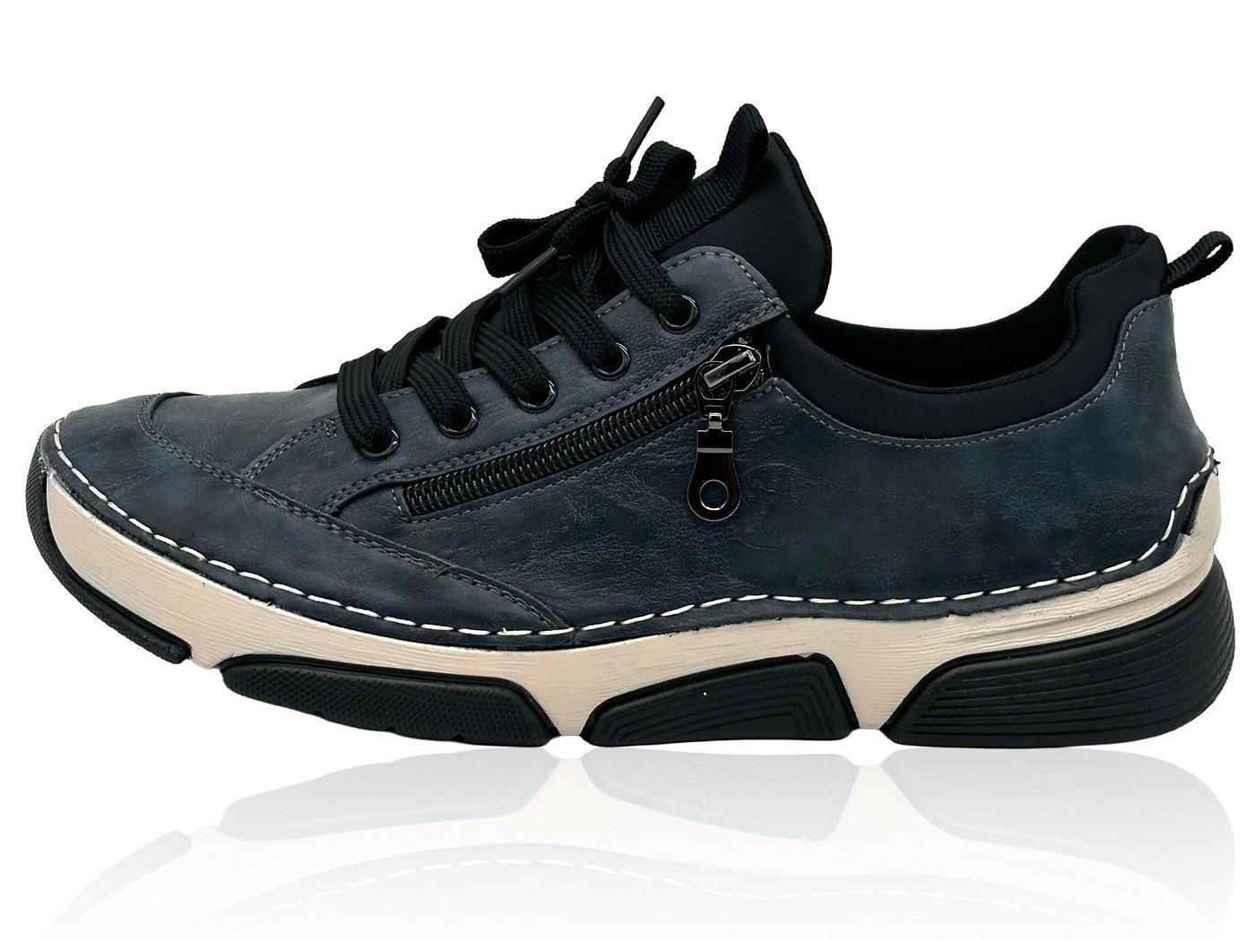 Nowaland Bequeme Damen Freizeitschuhe mit Zierreißverschluss und Schnürung Slipper Komfortschuhe mit flexiblem Laufsohlen-Design