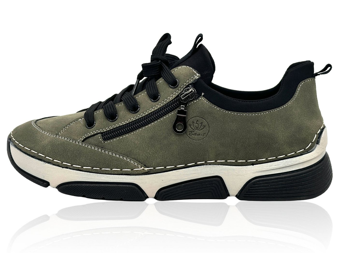 Nowaland Bequeme Damen Freizeitschuhe mit Zierreißverschluss und Schnürung Slipper Komfortschuhe mit flexiblem Laufsohlen-Design