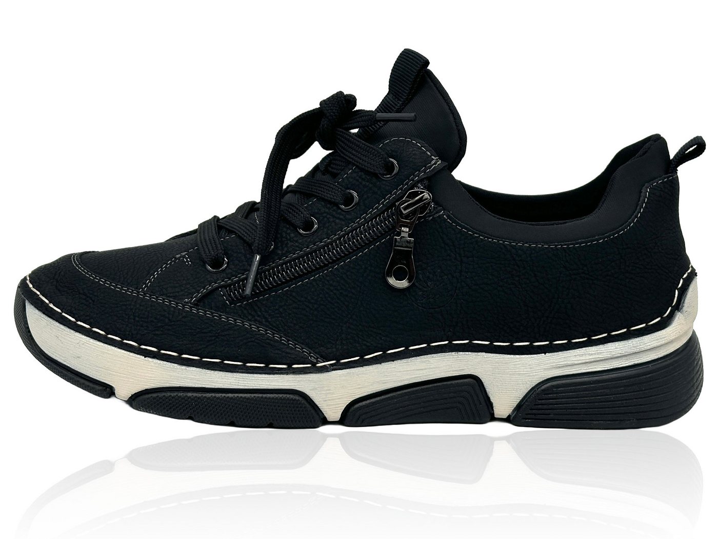 Nowaland Bequeme Damen Freizeitschuhe mit Zierreißverschluss und Schnürung Slipper Komfortschuhe mit flexiblem Laufsohlen-Design