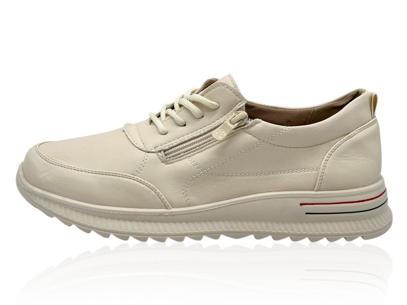 Nowaland Bequeme Damen Halbschuhe mit Reißverschluss und Schnürung Sneaker Leicht, bequem und rutschhemmend für den Alltag