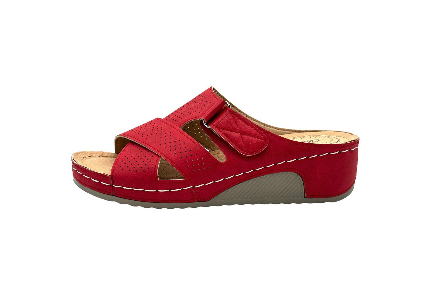 Nowaland Bequeme Damen-Pantoletten mit verstellbarem Riemen und Keilabsatz Pantolette atmungsaktiv, weiche Innensohle, ideal für Alltag & Komfort