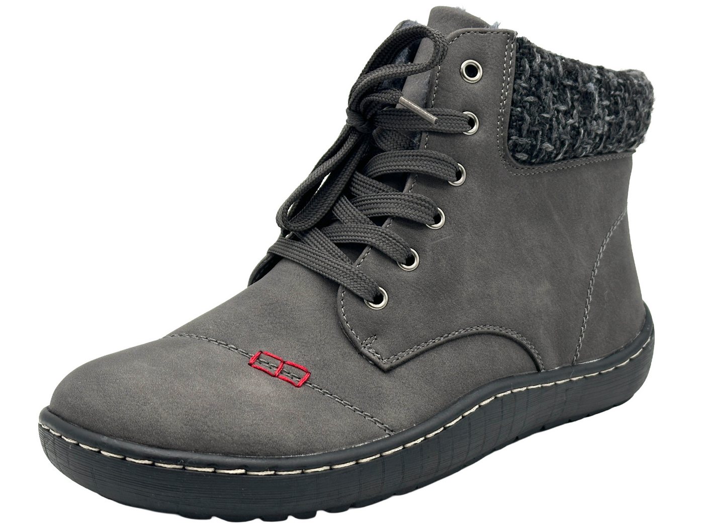 Nowaland Bequeme Damen Winterstiefeletten mit Reißverschluss Winterstiefelette Dekorative Schnürung, wärmendes Innenfutter und flexible Laufsohle