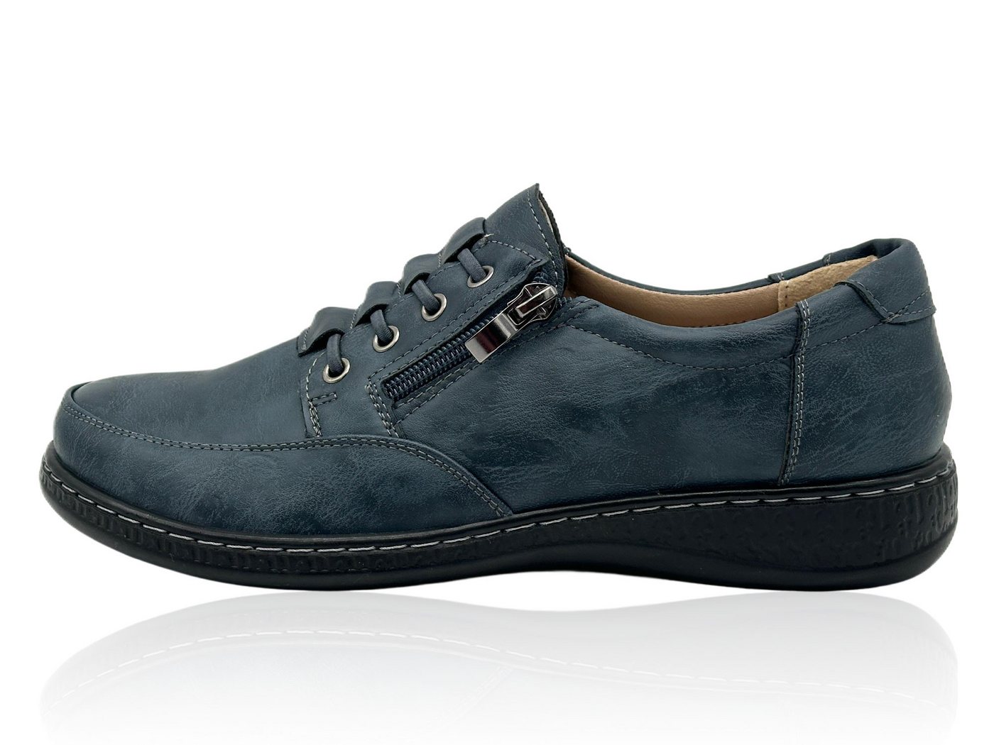 Nowaland Bequeme Slip-on Damen-Halbschuhe mit seitlichem Reißverschluss Slipper Bequeme Passform, leichtes Tragegefühl und unkompliziertes Anziehen