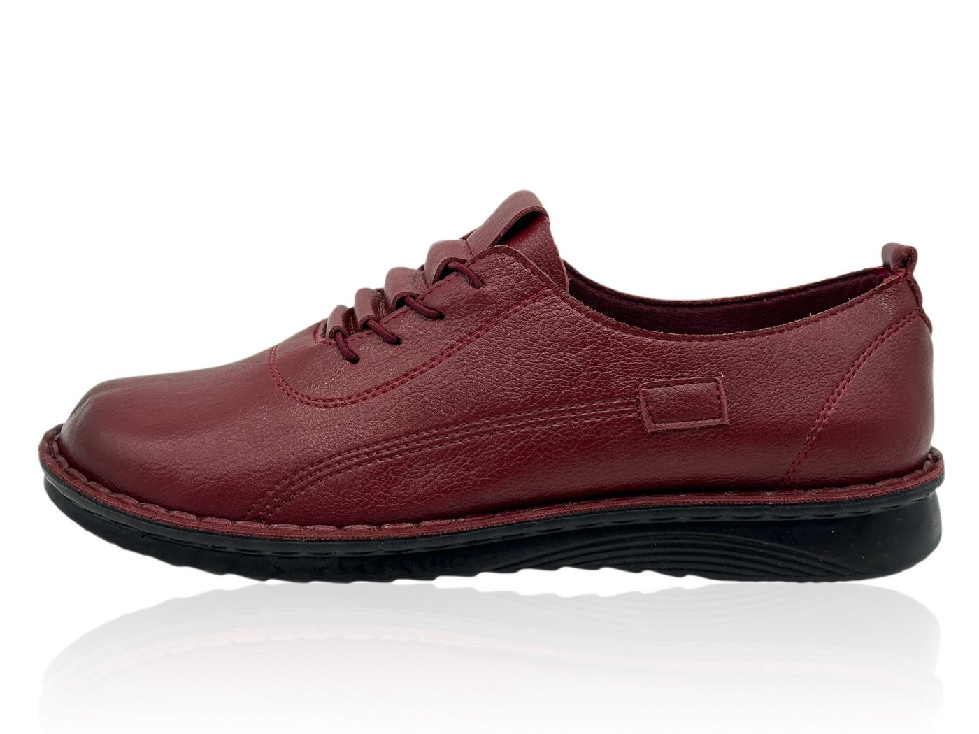 Nowaland Damen bequeme Schnürschuhe mit besonders weichem Tragegefühl Mokassin Besonders weiches Obermaterial und flexible Laufsohle (rot)