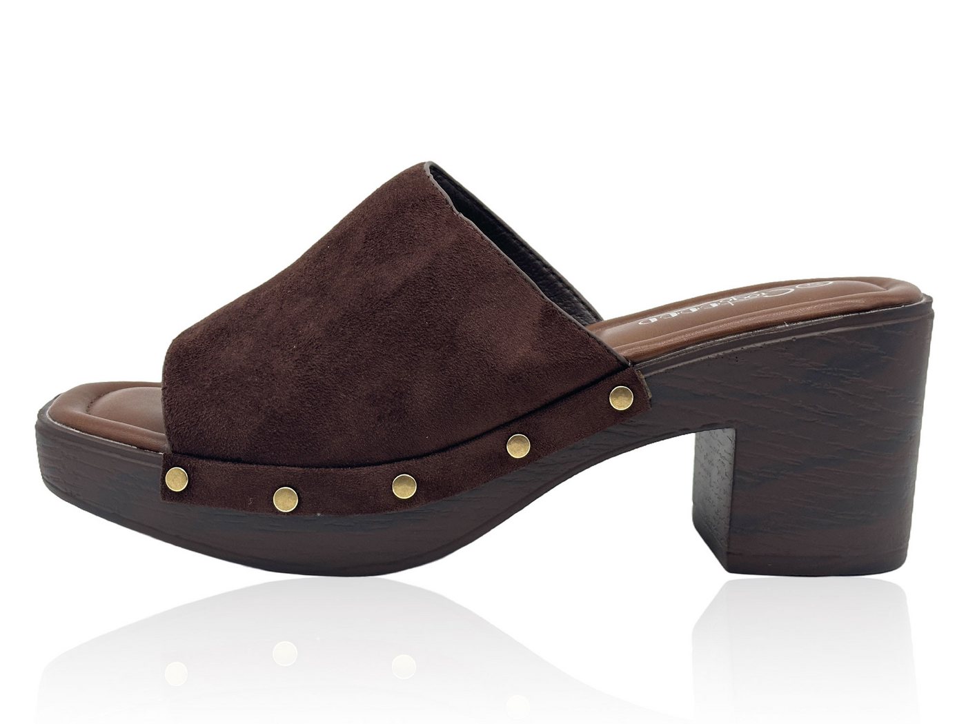 Nowaland Damen Clogs – Bequeme Pantoletten mit Blockabsatz Pantolette Modisches Design, stabiler Absatz, bequem & sommerlich (Espresso)