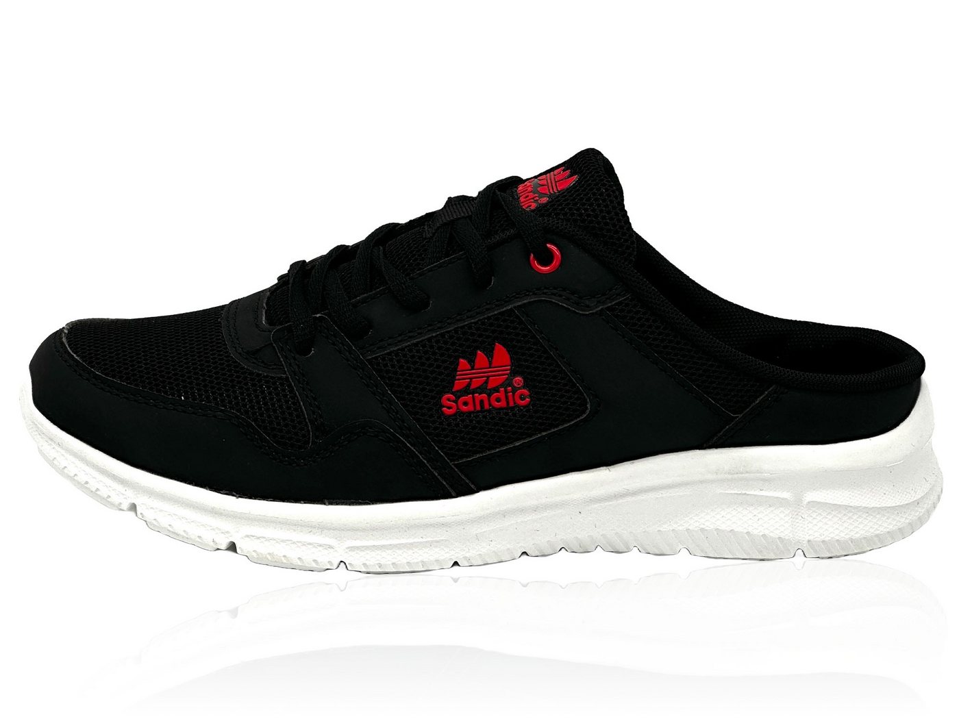 Nowaland Damen Herren Clogs vielseitige Schlupfschuhe Clog leicht, atmungsaktiv (rot/schwarz)