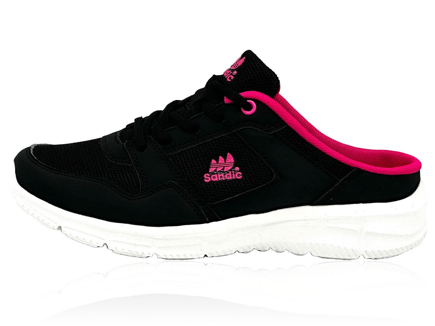 Nowaland Damen Herren Clogs vielseitige Schlupfschuhe Clog leicht, atmungsaktiv (schwarz/rosa)