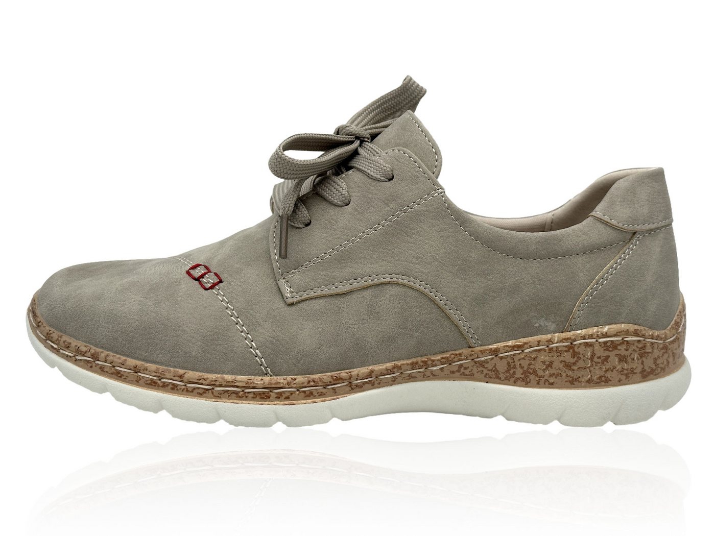 Nowaland Damen Komfort-Halbschuh Schnürschuh Leichtes Design mit strukturierter Komfortsohle für angenehmes Gehen (beige)
