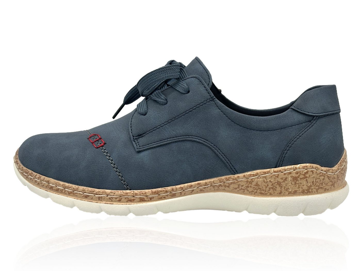 Nowaland Damen Komfort-Halbschuh Schnürschuh Leichtes Design mit strukturierter Komfortsohle für angenehmes Gehen (blau)
