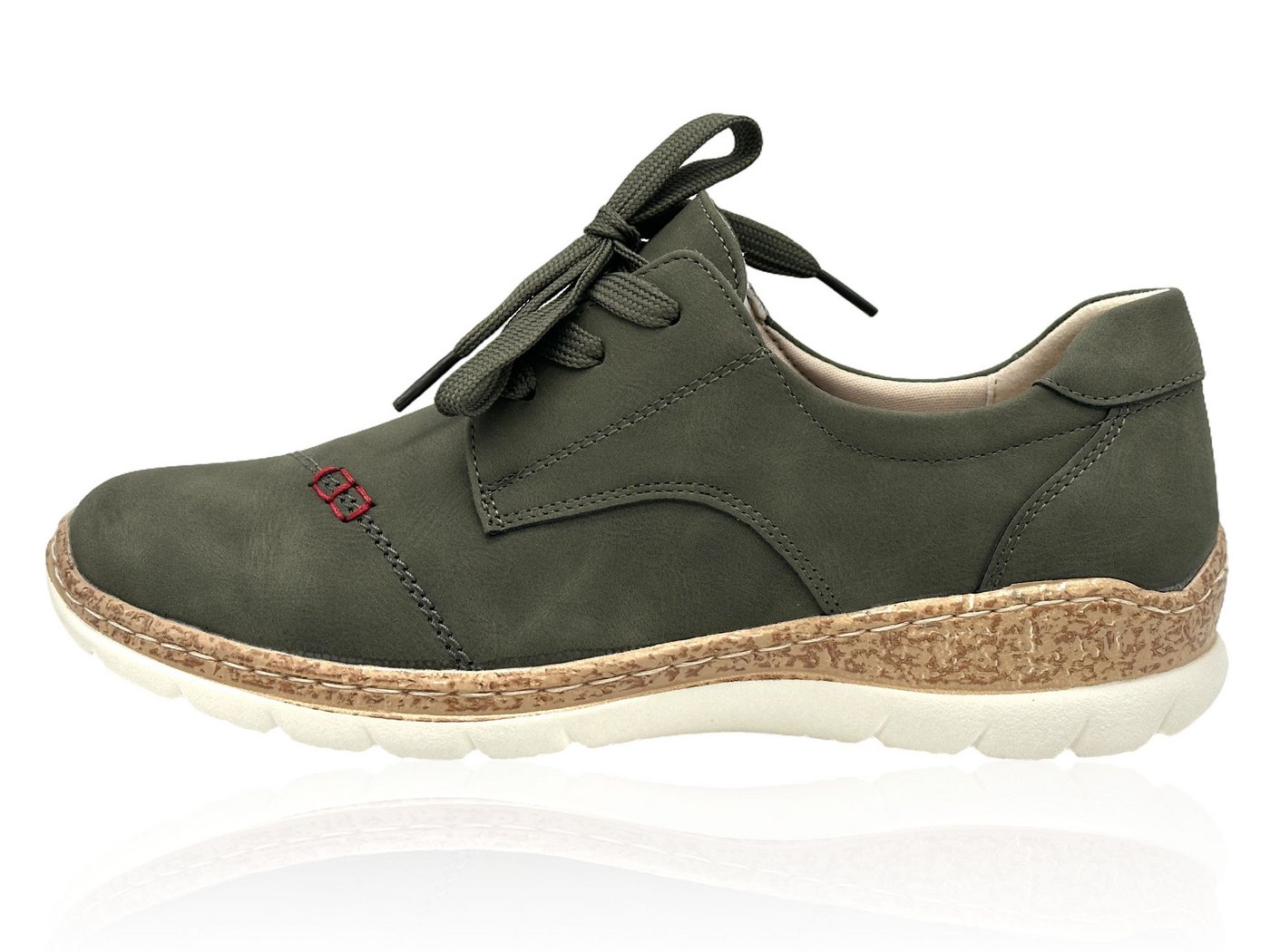 Nowaland Damen Komfort-Halbschuh Schnürschuh Leichtes Design mit strukturierter Komfortsohle für angenehmes Gehen (grün)