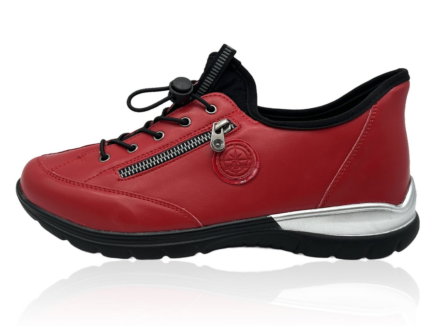 Nowaland Damen Komfort Halbschuhe Low-Top Sneaker besonders leicht mit flexibler Komfortsohle (rot)
