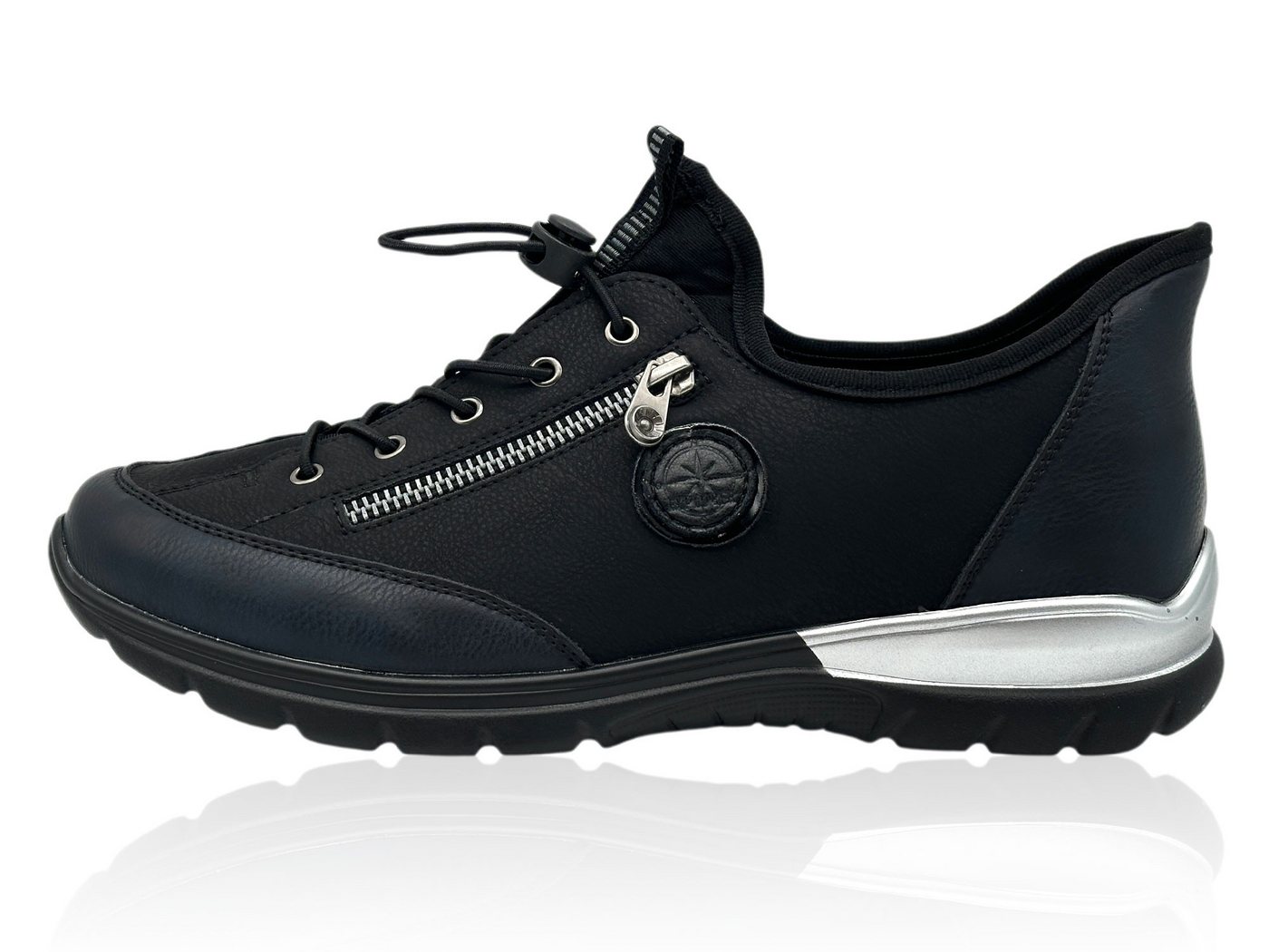 Nowaland Damen Komfort Halbschuhe Low-Top Sneaker besonders leicht mit flexibler Komfortsohle (schwarz)