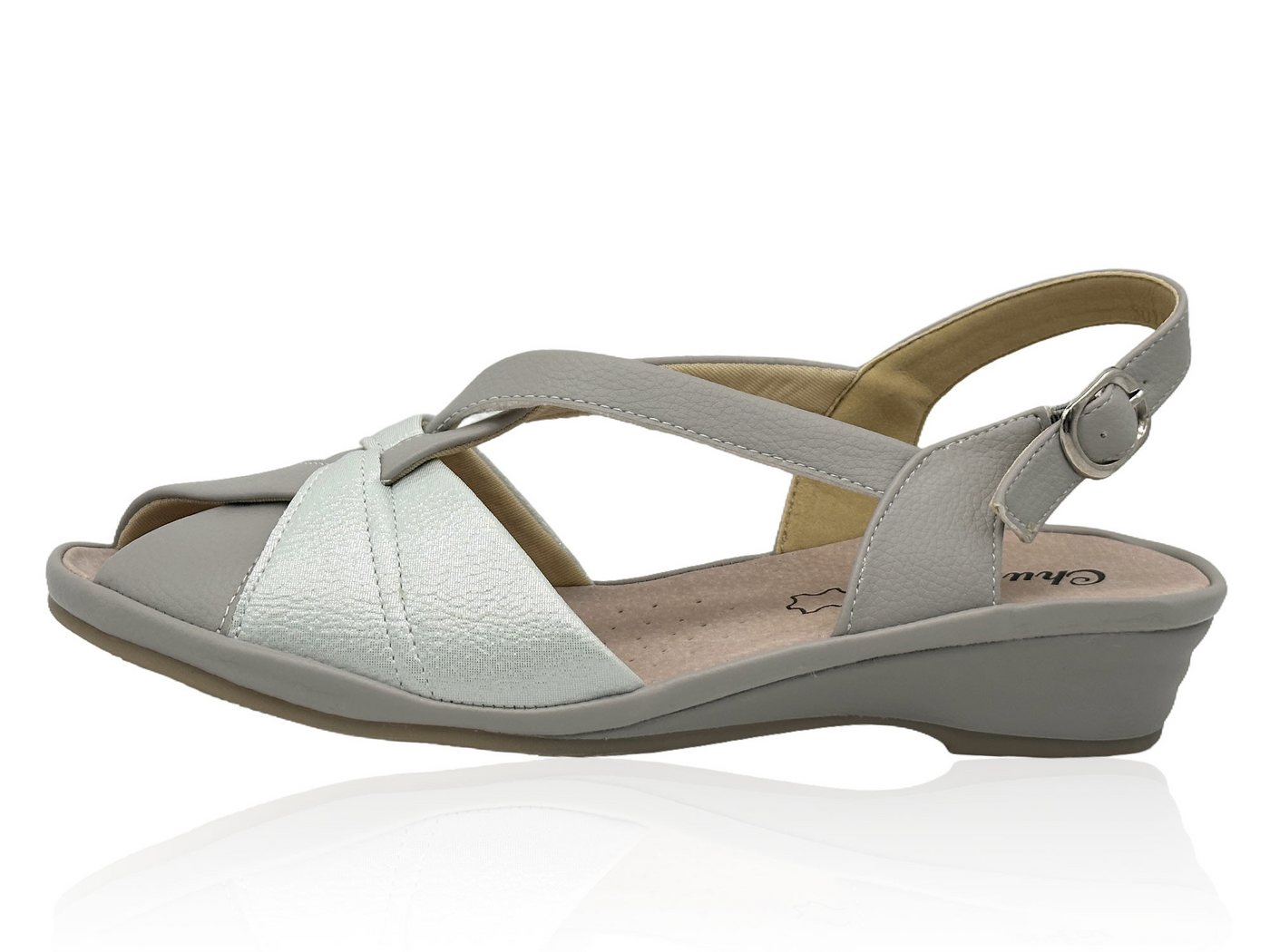 Nowaland Damen Komfort Sandalen mit T-Steg – Leichte Sommerschuhe Sandale Lederdecksohle, verstellbarer Riemen, leichter Keilabsatz