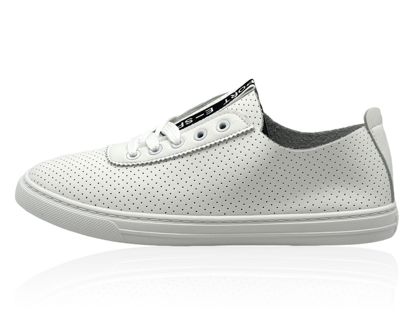 Nowaland Damen Ledersneaker aus besonders weichem Echtleder Sneaker Besonders weiches Echtleder und atmungsaktive Lochung (weiß)