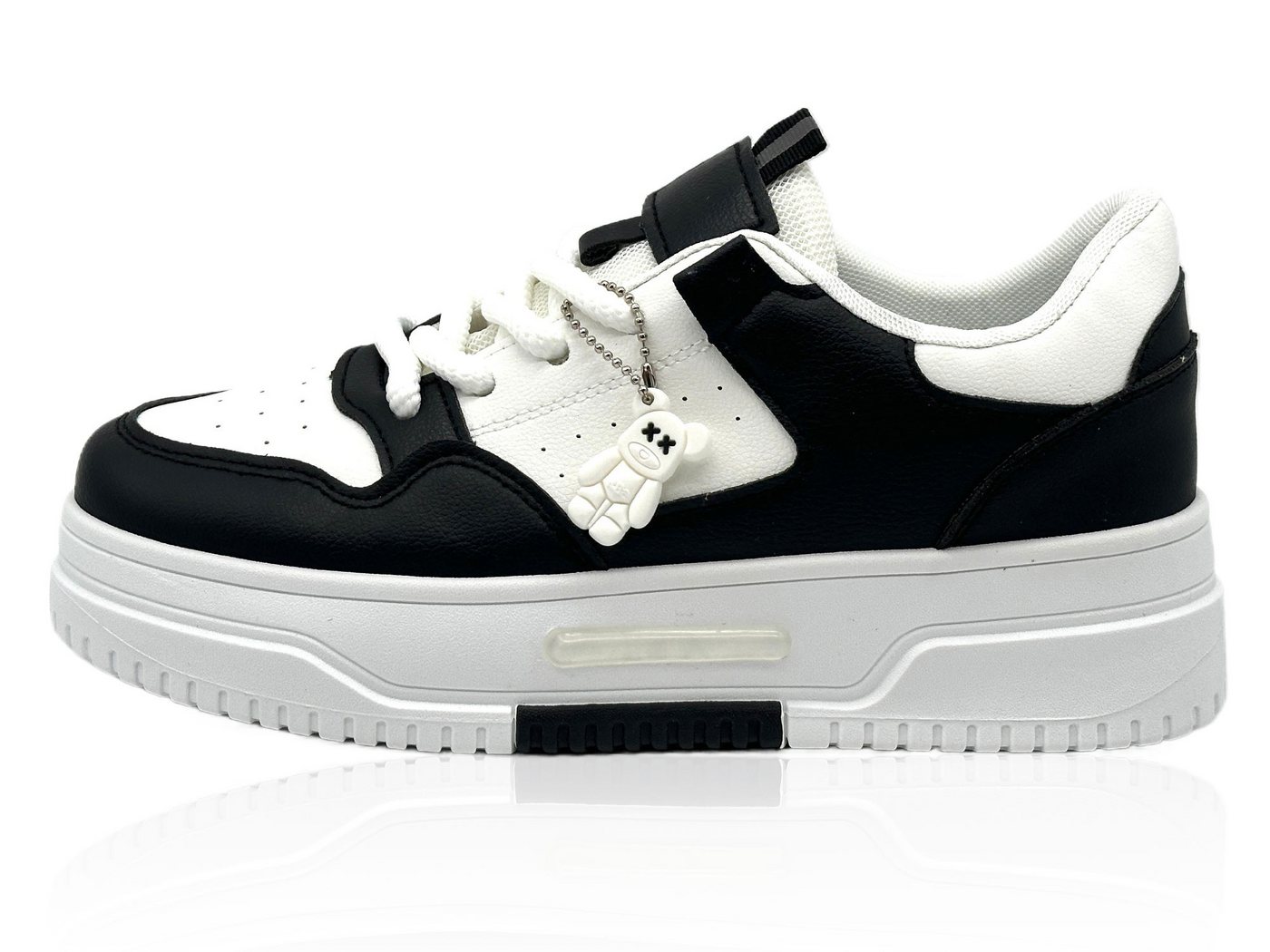 Nowaland Damen modischer Sneaker mit trendiger Plateau-Sohle Sneaker Trendiges Design mit erhöhter Plateau-Sohle (schwarz)