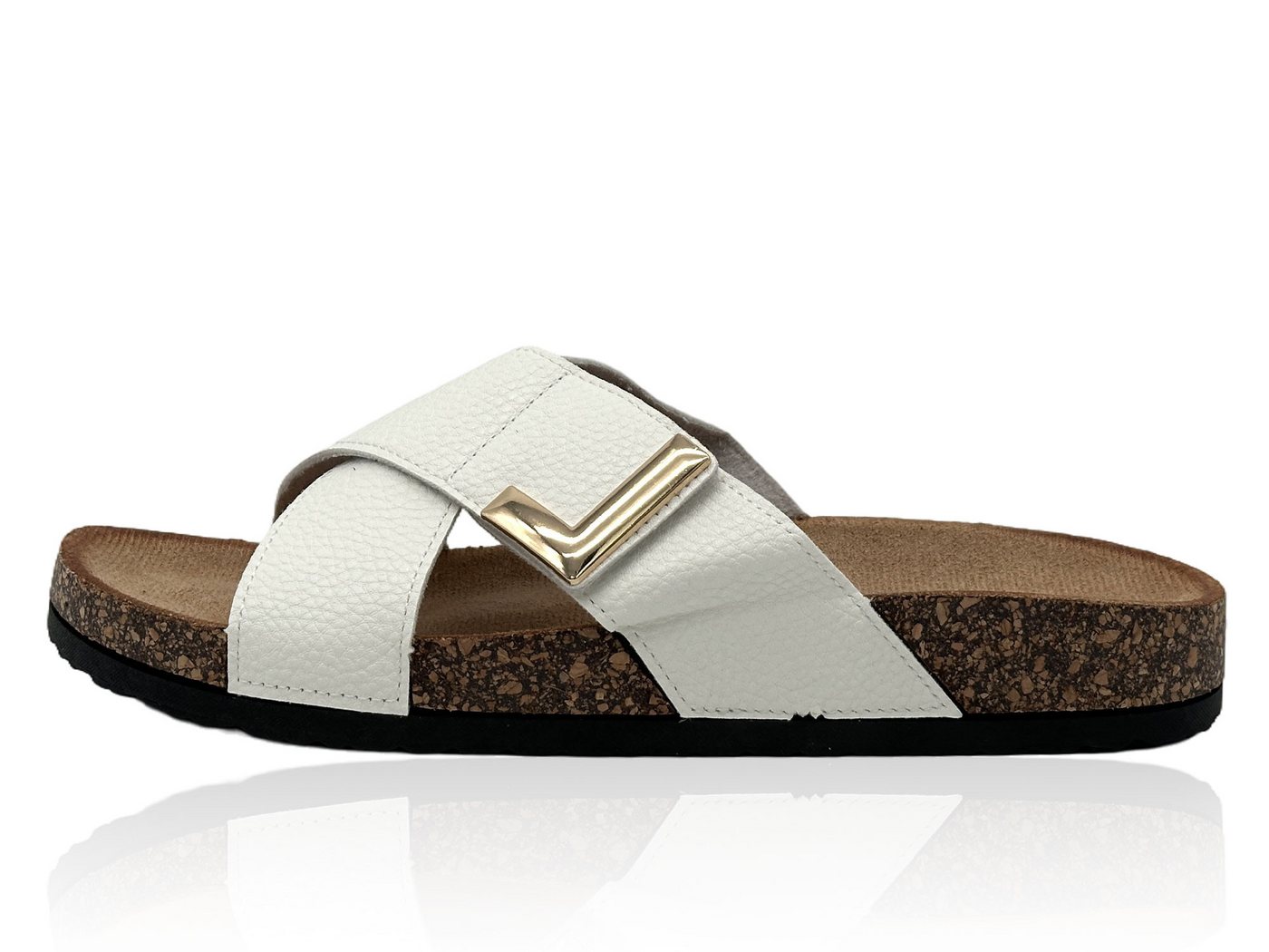 Nowaland Damen Pantoletten – Bequeme Sommer Sandalen mit Korkoptik Pantolette Leicht, bequem, modisch mit weicher Korkoptik-Sohle