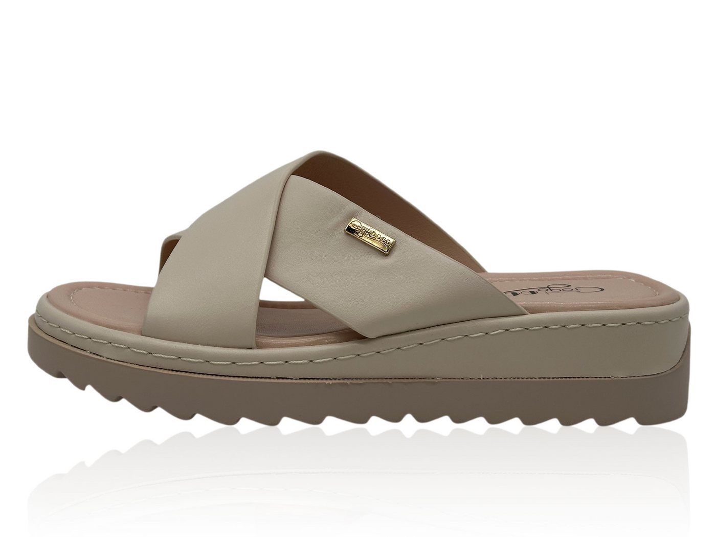 Nowaland Damen Pantoletten mit gekreuzten Riemen – Leichte Sommer Slides Pantolette Minimalistisch, leicht gepolstert, flexibel & bequem