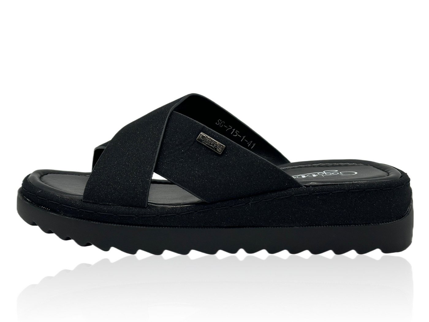 Nowaland Damen Pantoletten mit gekreuzten Riemen – Leichte Sommer Slides Pantolette Minimalistisch, leicht gepolstert, flexibel & bequem (schwarz)
