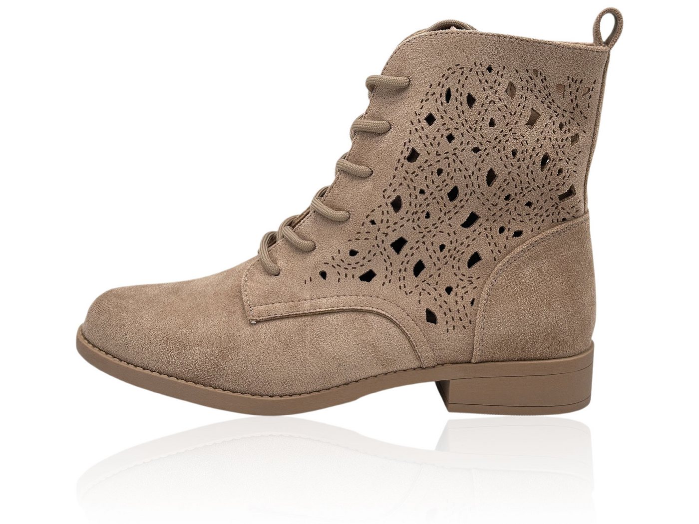 Nowaland Damen Schnür Stiefelette mit Reißverschluss Stiefelette Moderne Western-Stiefelette mit dekorativer Schnürung (grün)