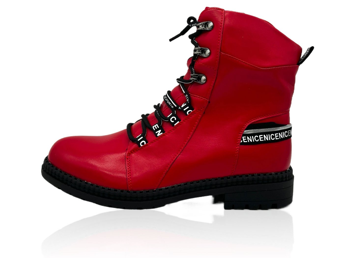 Nowaland Damen Stiefeletten mit Kunstfellfutter Winterstiefelette Warm gefütterte Stiefeletten mit Reißverschluss