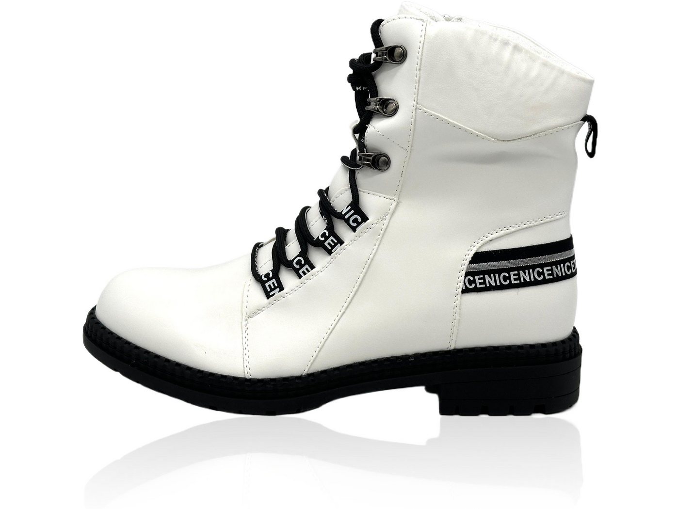 Nowaland Damen Stiefeletten mit Kunstfellfutter Winterstiefelette Warm gefütterte Stiefeletten mit Reißverschluss