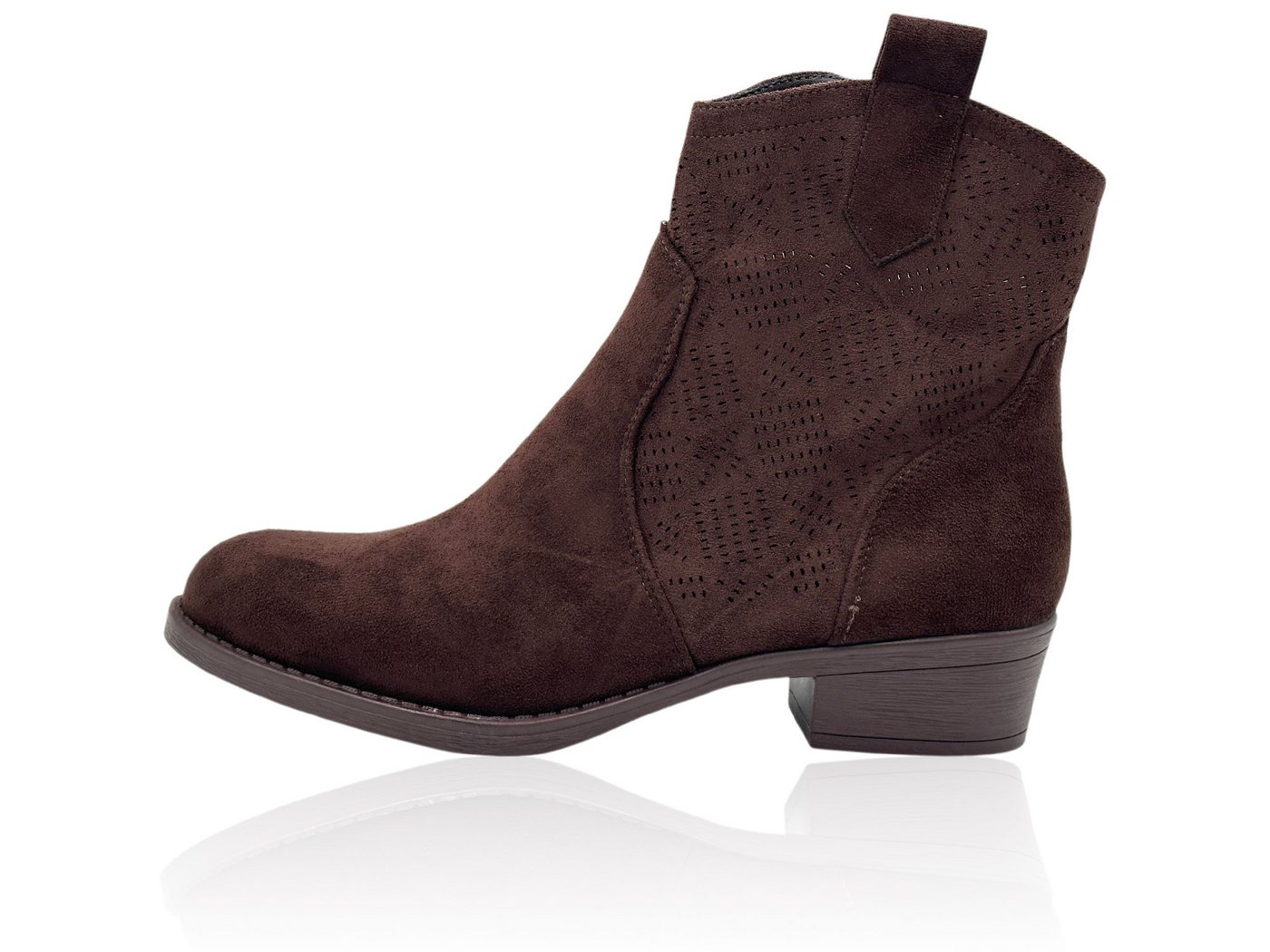 Nowaland Damen Western Stiefelette mit Lochmuster Stiefelette Modische Stiefelette im modernen Western-Look