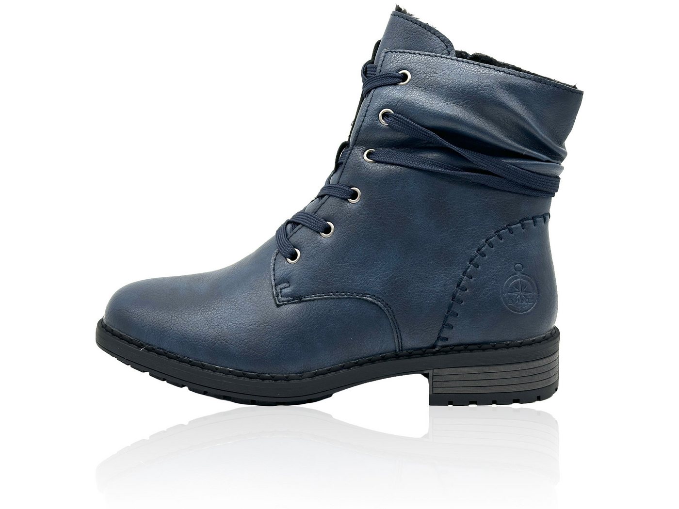 Nowaland Damen Winterstiefeletten mit Warmfutter Winterstiefelette Gefütterte Kunstleder-Stiefeletten mit seitlichem Reißverschluss