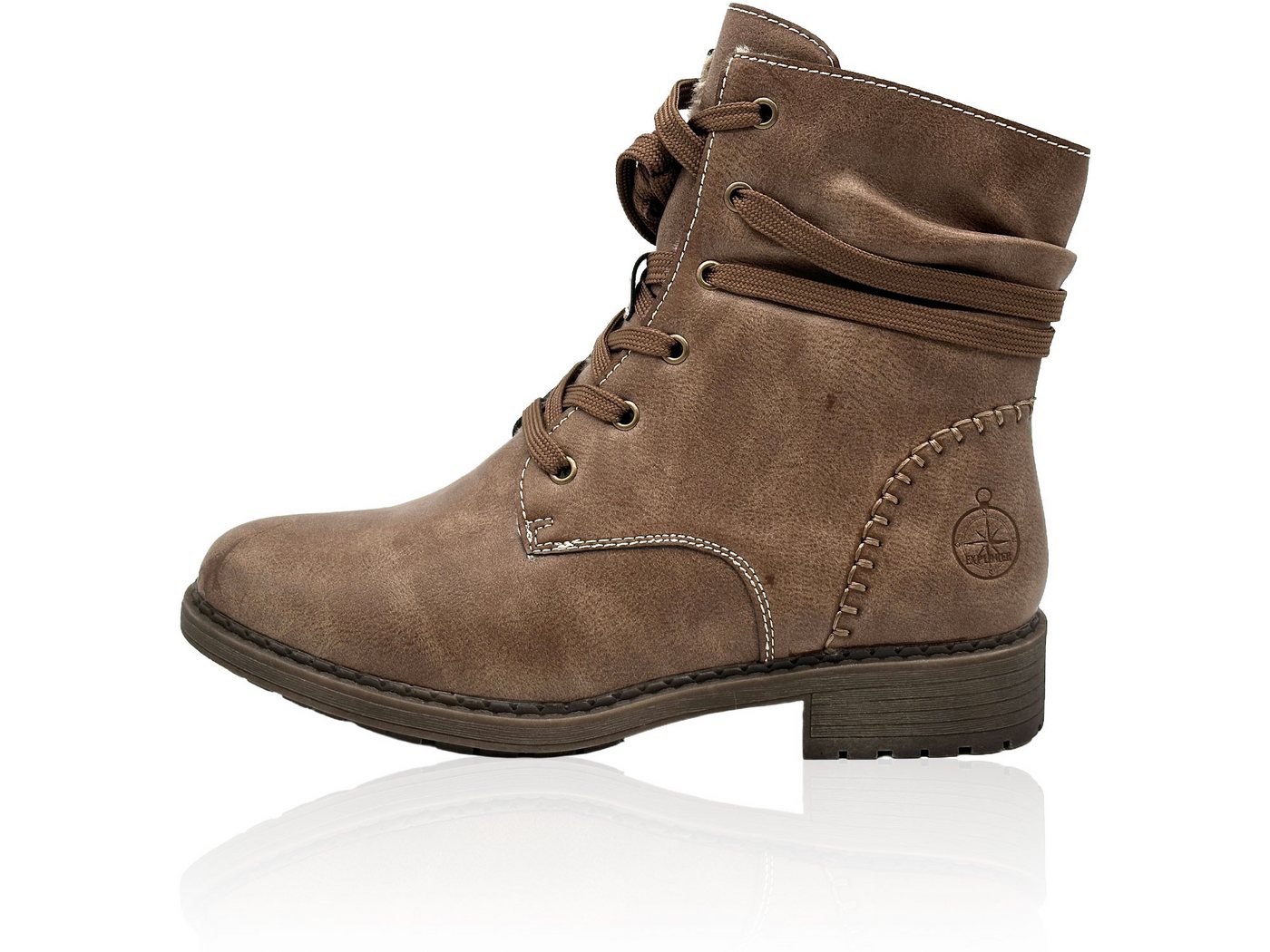 Nowaland Damen Winterstiefeletten mit Warmfutter Winterstiefelette Gefütterte Kunstleder-Stiefeletten mit seitlichem Reißverschluss