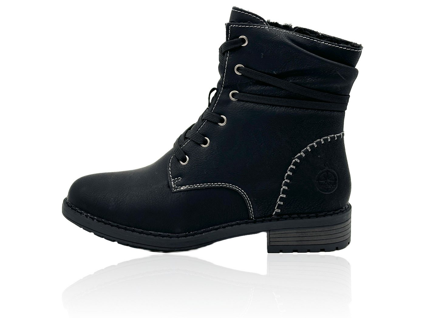 Nowaland Damen Winterstiefeletten mit Warmfutter Winterstiefelette Gefütterte Kunstleder-Stiefeletten mit seitlichem Reißverschluss