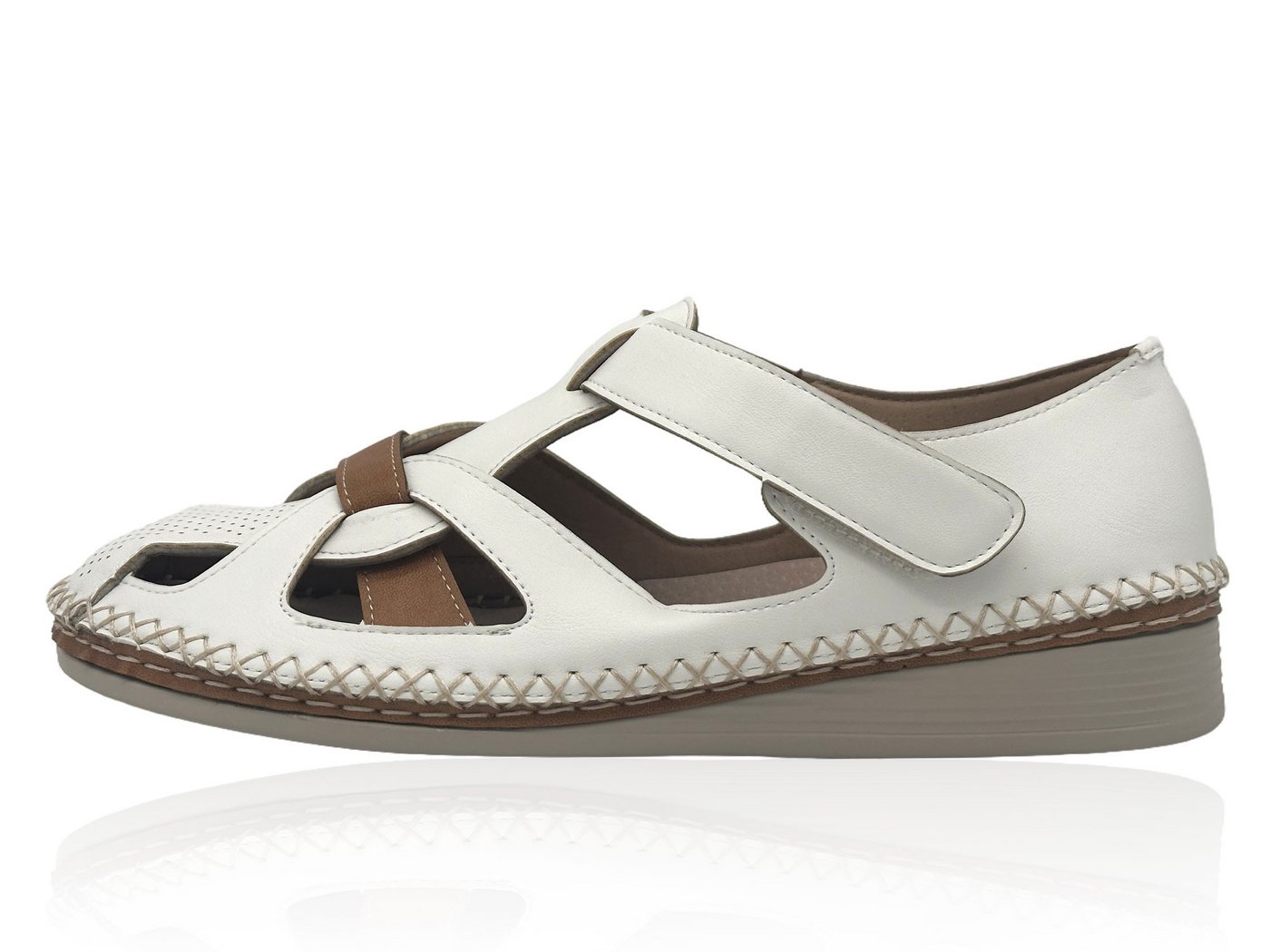 Nowaland Halboffene Damen Sandalen mit stabiler Passform und Komfortsohle Sandale Atmungsaktiv, stabiler Halt, weich und flexibel (weiß)